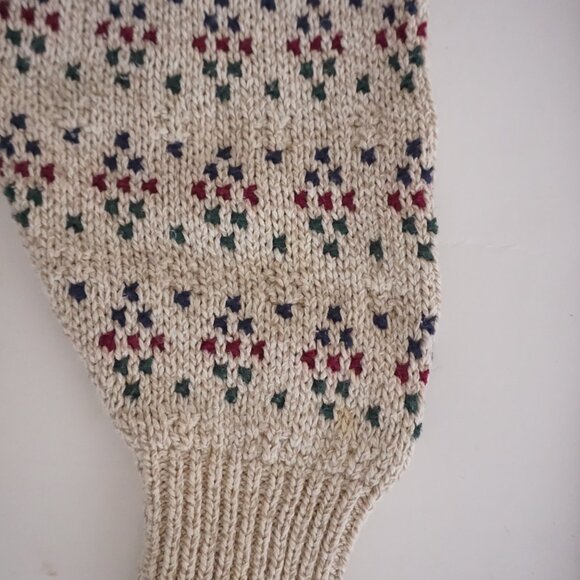 VTG Northwest Territory Ivory Cotton Knit Cabincore Retro Eclectic Sweater XL - Picture 7 of 11